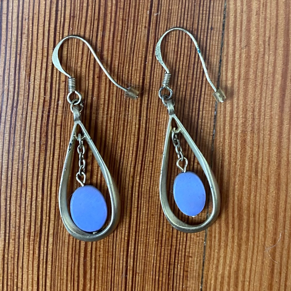 Brass and stone earrings